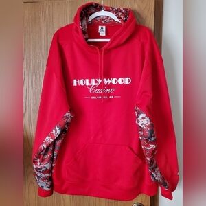 Camo Red/Black/Grey Blend Hoodie Hollywood Casino Logo 3XL